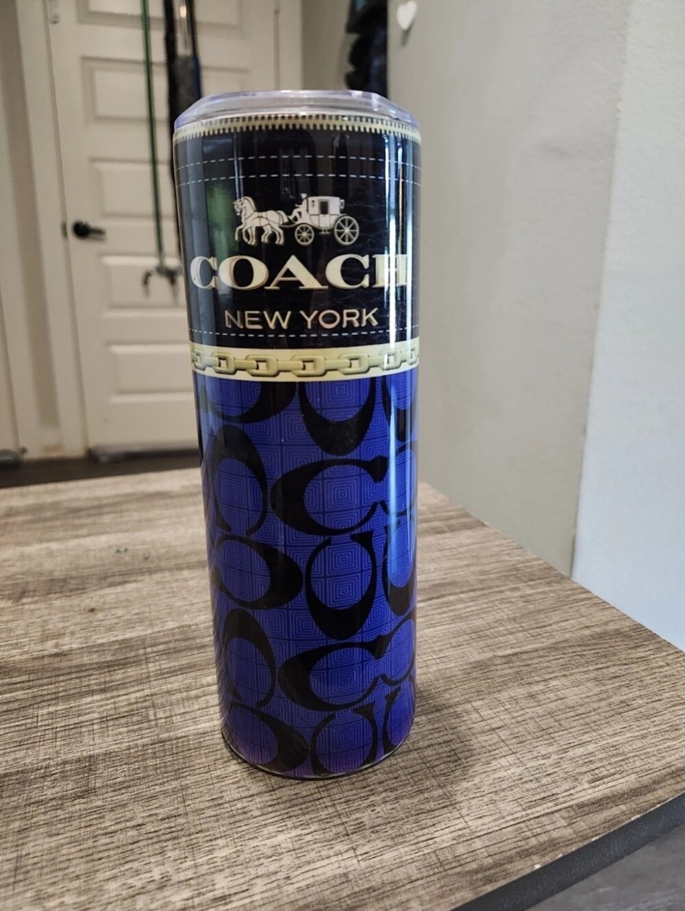 Designer Blue Skinny 20oz purse Tumbler W/ Lid